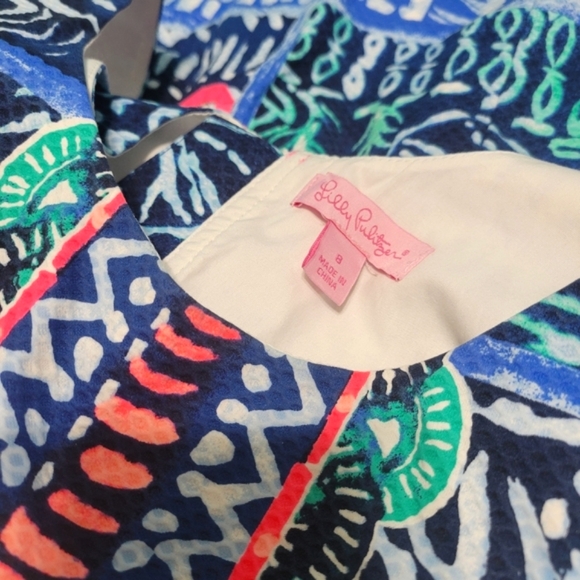 Lilly Pulitzer Shift Dress-blue teal neon pink - Picture 6 of 11